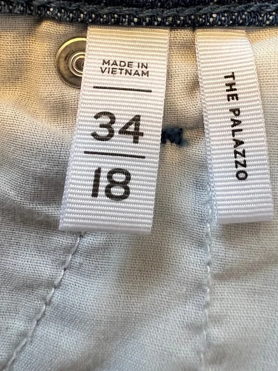 LOFT Palazzo Drape Denim Wide Leg Jeans with a Belted Waist - Picture 9 of 12